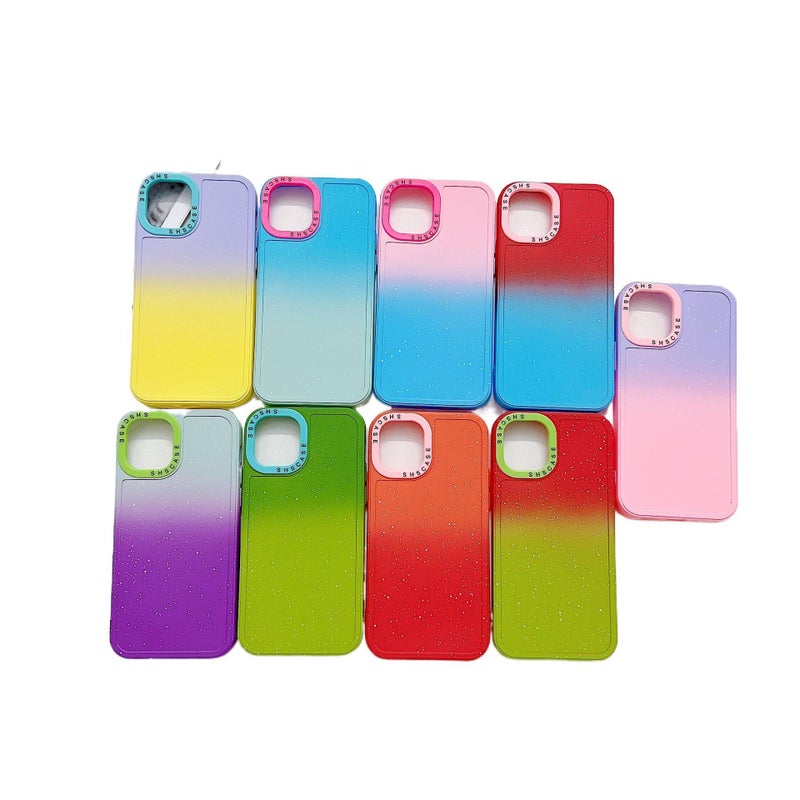 غطاء واقي بTPU+PC لـ iPhone 14 / 14 Plus / 14 Pro / 14 Pro Max مع حماية من السقوط وتدرج لوني مزدوج مع مقاوم للصدمات مع تصميم ثنائي اللون باللون وردي من مادة TPU باللون الوردي - Image 2
