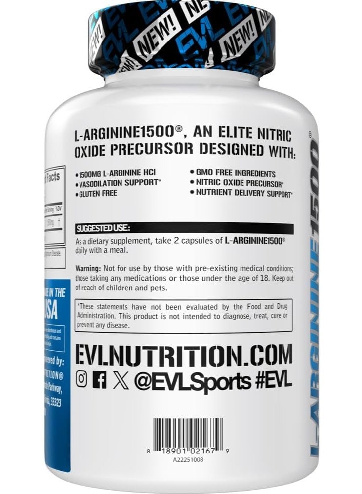EVLUTION NUTRITION Nitric Oxide Booster L-Arginine Supplement - High Potency Nitric Oxide Supplement with 1500mg, 100 Caps - Image 3