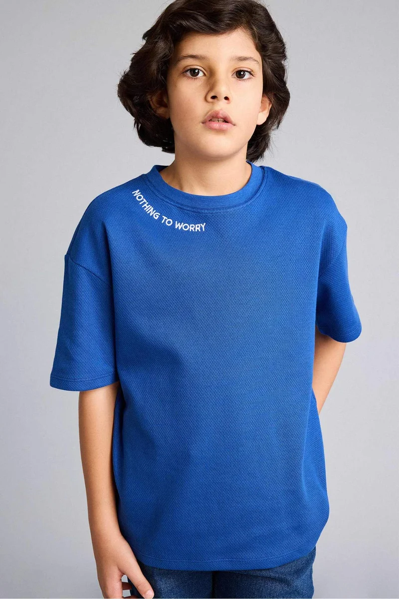 ديفاكتو Boy Oversize Embroidered Short Sleeve T-Shirt
