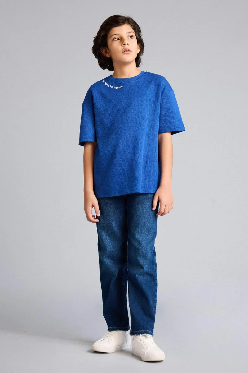 ديفاكتو Boy Oversize Embroidered Short Sleeve T-Shirt