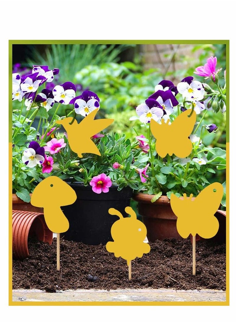KASTWAVE - Fruit Fly Traps, 59 PCS Yellow Fly Paper Sticky Catcher Insect Sticky Board with Twist Ties and Supporting Poles, Double-sided Sticky Fungus Gnat Killer for Houseplant Indoor and Outdoor, Eco-Friendly - Image 1