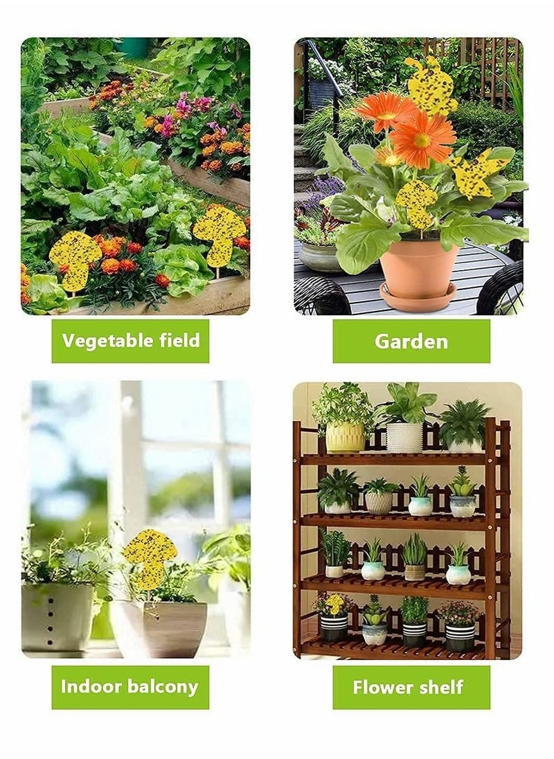 KASTWAVE - Fruit Fly Traps, 59 PCS Yellow Fly Paper Sticky Catcher Insect Sticky Board with Twist Ties and Supporting Poles, Double-sided Sticky Fungus Gnat Killer for Houseplant Indoor and Outdoor, Eco-Friendly - Image 1