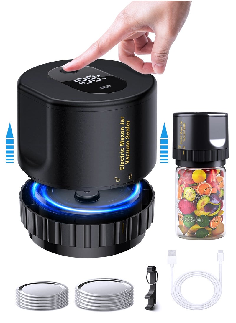 HomarKet - Mason Jar Vacuum Sealer - Electric Mason Jar Sealer Vacuum Sealing Kit, Vacuum Sealer for Mason Jar Canning Jars with Can Opener, Regular and Wide Mouth Mason Jar Lids - Image 1