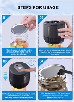 HomarKet Mason Jar Vacuum Sealer - Electric Mason Jar Sealer Vacuum Sealing Kit, Vacuum Sealer for Mason Jar Canning Jars with Can Opener, Regular and Wide Mouth Mason Jar Lids  - Image 4