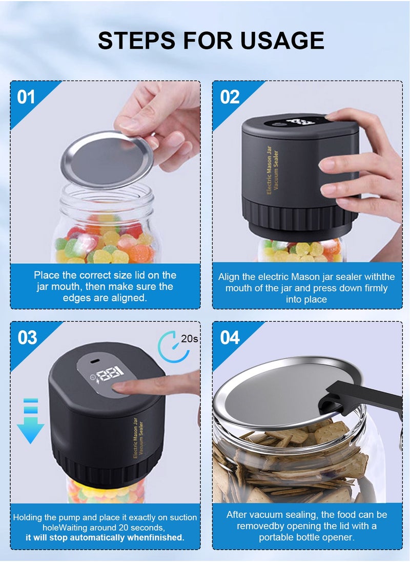 HomarKet - Mason Jar Vacuum Sealer - Electric Mason Jar Sealer Vacuum Sealing Kit, Vacuum Sealer for Mason Jar Canning Jars with Can Opener, Regular and Wide Mouth Mason Jar Lids - Image 1