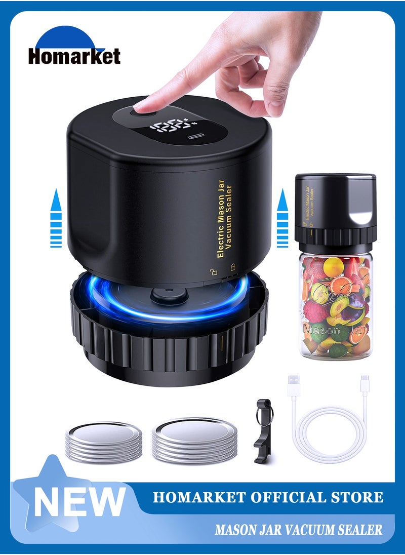 HomarKet - Mason Jar Vacuum Sealer - Electric Mason Jar Sealer Vacuum Sealing Kit, Vacuum Sealer for Mason Jar Canning Jars with Can Opener, Regular and Wide Mouth Mason Jar Lids - Image 1