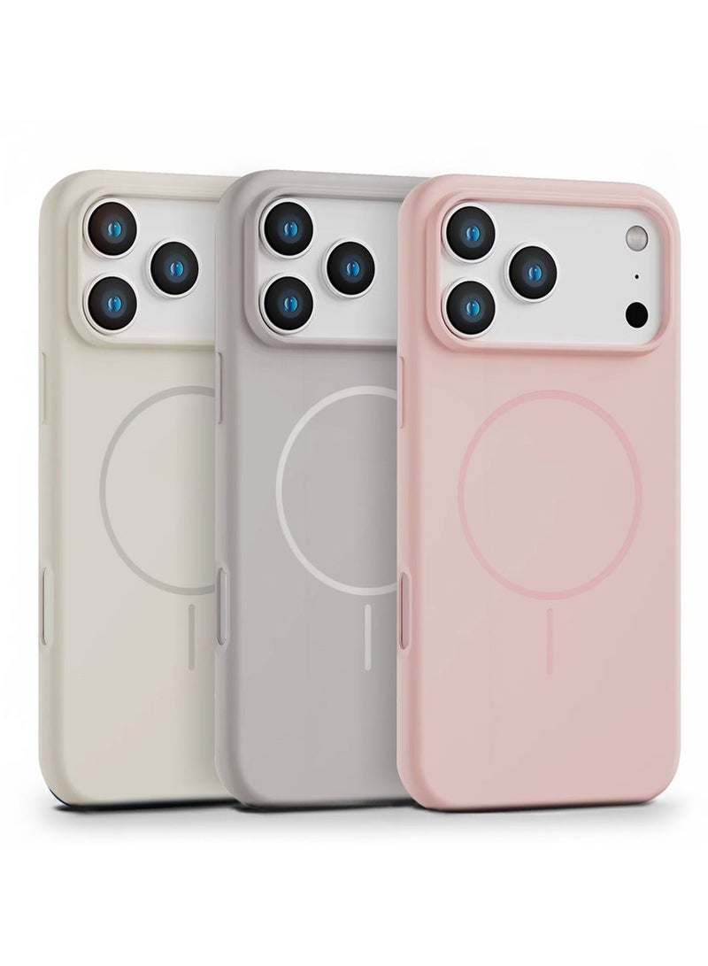 Raxoom (Pack of 3) Magnetic Silicone Case For iPhone 17 Pro|Compatible with MagSafe | Anti-Scratch Microfiber Lining Phone Cover with Camera Lens Protection - Multicolor - Image 1