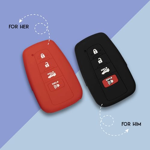 Autobase Silicone Key Fob Cover for Toyota Camry RAV4 Highlander Avalon C-HR Prius Corolla GT86 Smart Key | Car Accessory | Key Protection Case 2 Pcs (Black and Red) - Image 5