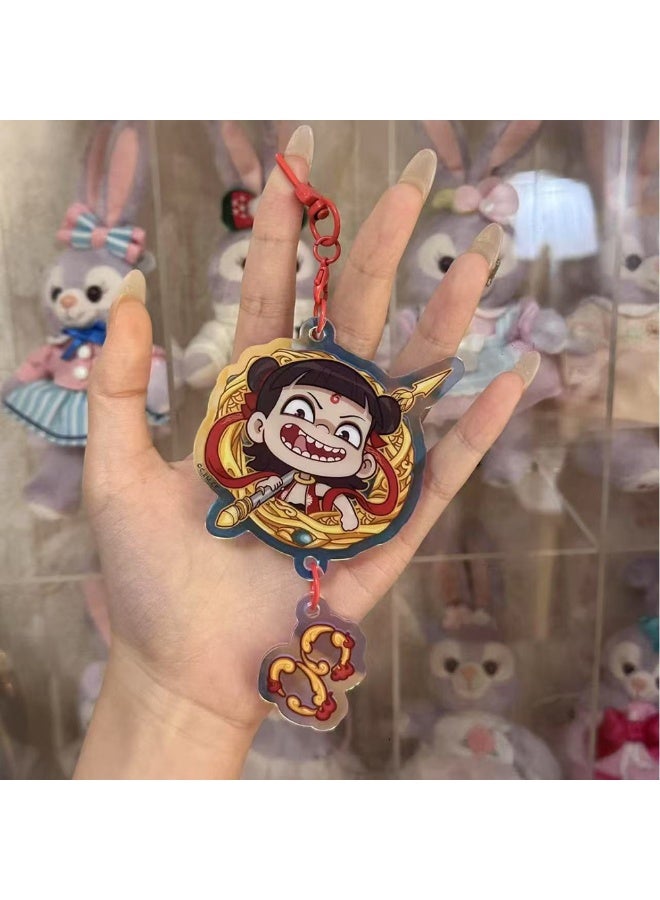 4pcs Cartoon Keychain Sets Chinese Movie Nezha Keychains For Children Kids Cute Anime Bag Pendant Accessories For Teenager Student Backpack Decor Gift For Kids - Image 4