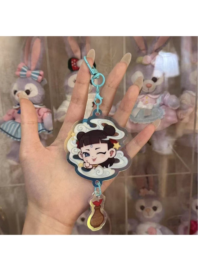 4pcs Cartoon Keychain Sets Chinese Movie Nezha Keychains For Children Kids Cute Anime Bag Pendant Accessories For Teenager Student Backpack Decor Gift For Kids - Image 5