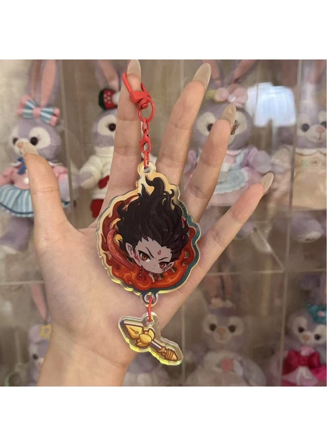 4pcs Cartoon Keychain Sets Chinese Movie Nezha Keychains For Children Kids Cute Anime Bag Pendant Accessories For Teenager Student Backpack Decor Gift For Kids - Image 2