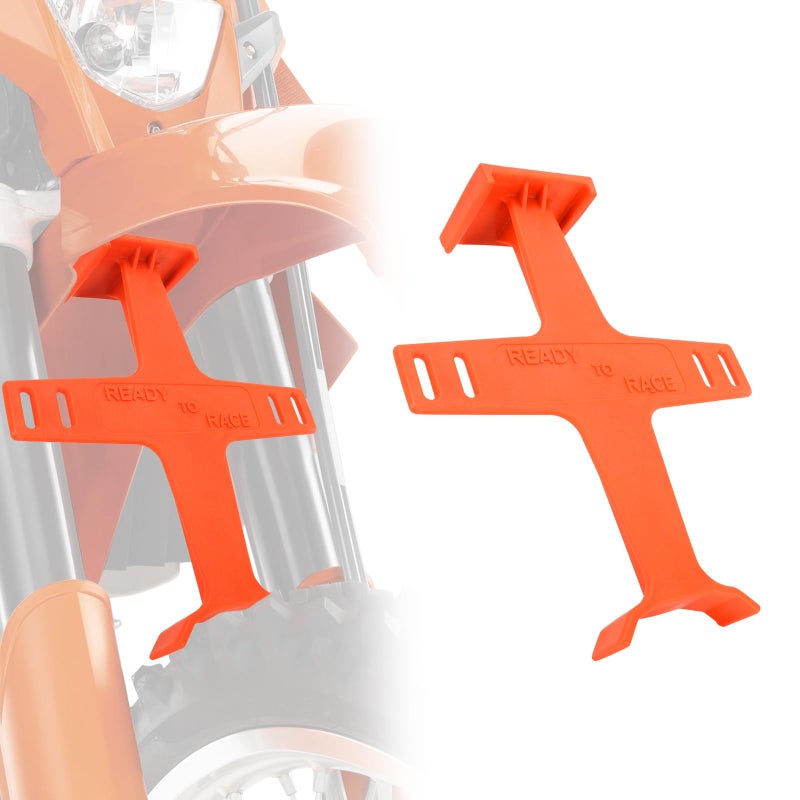 Generic USTPO Universal Motorcycle Fork Guard Suspension Support Brace Transportation Tool Tie Down Seal Saver Protection Plastic For Dirt Bike Motocross Accessories Orange  - Image 1