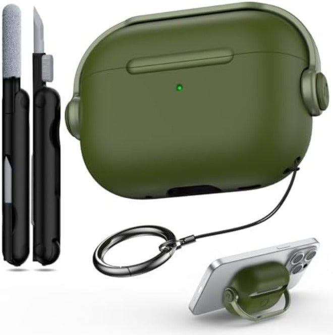 R-fun Airpods Pro Case (2nd/1st Gen,2023/2022/2019) with Secure Lock & Cleaning Kit, Music Headset Earphone Protective Case Cover Compatible with Airpods Pro 2 (USB-C/Lightning Cable), Black - Image 1