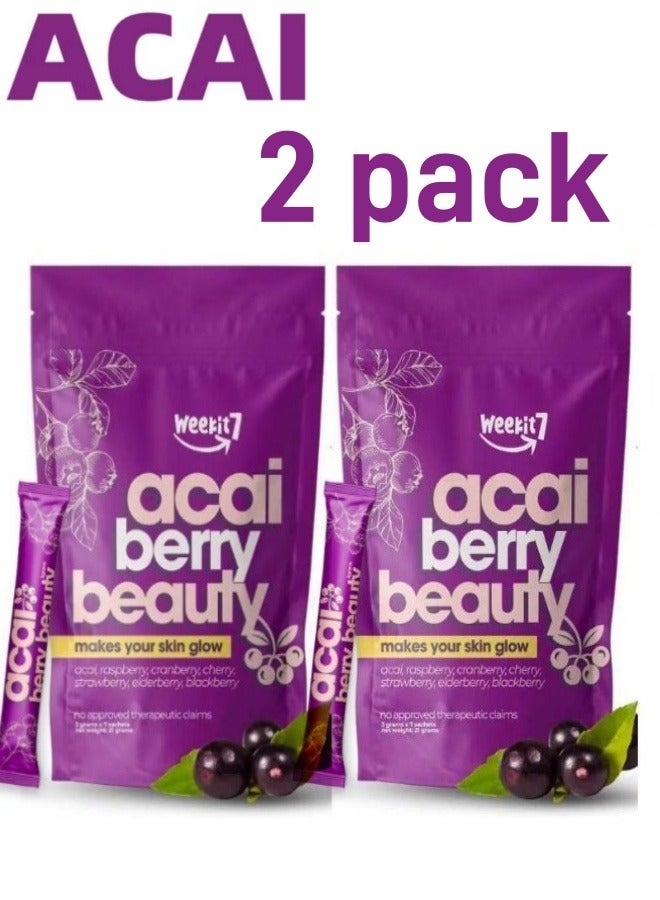 ACAI 2PCS Acai Berry Beauty, Makes Your Skin Glow, Natural Cranberry Fruit Powder, High Fiber and Anthocyanins, Daily Nutritional Supplement, Suitable for Drinks and Baking (Packing May Vary) - Image 1