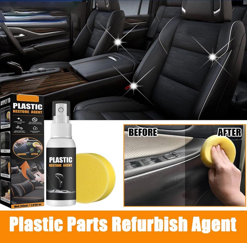 woobles Plastic Parts Refurbish Agent, 3 in 1 High Protection Quick Car Coating Spray, Crystal Coating Plastic Restorer for Cars (30ml,3Pcs) 30ml 3Pcs - Image 2
