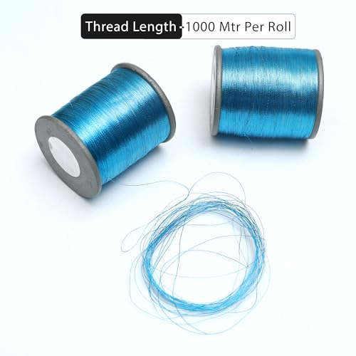 Embroiderymaterial Metallic Zari Thread for Embroidery, Sewing and Jewelry Making, Teal Blue Color, 0.1MM(Pack of 2 Roll) - Image 3