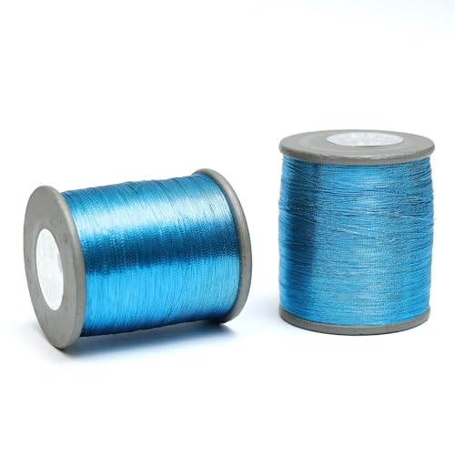 Embroiderymaterial Metallic Zari Thread for Embroidery, Sewing and Jewelry Making, Teal Blue Color, 0.1MM(Pack of 2 Roll) - Image 1