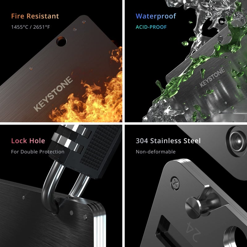 KeyStone خزنة مفاتيح كريبتو من كايسون، كبسولة معدنية لتخزين الكريبتو، نسخة احتياطية للتخزين البارد، تخزين عبارة مفتاح بيتكوين مكونة من 24 كلمة، لوحة فولاذية، متوافقة مع ليدجر، تريزور، كيبي (تابلت كايسون) - Image 3