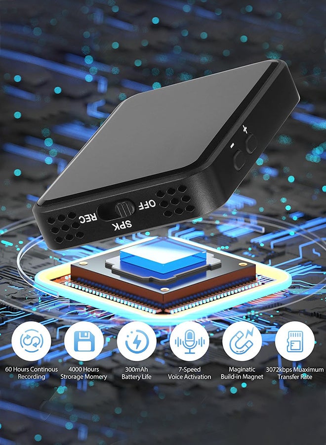 VORMOR 64G Magnetic Voice Activated Recorder,875 Hours Recording Capacity,Digital Audio Recorder, Small Recording Devices - Image 2