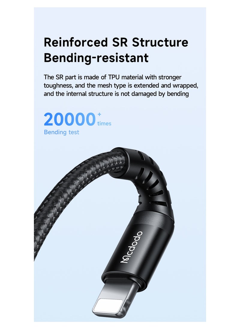 USB-C to Lightning 36W PD Fast Charging Cable with High-Density Nylon and Aluminum Alloy Break and Bending Resistant Compatible with iPhone 15/16 iPad MacBook 1.2m