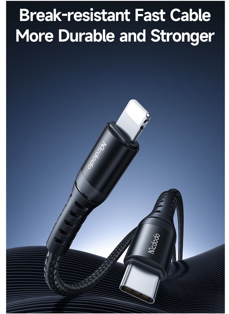 USB-C to Lightning 36W PD Fast Charging Cable with High-Density Nylon and Aluminum Alloy Break and Bending Resistant Compatible with iPhone 15/16 iPad MacBook 1.2m