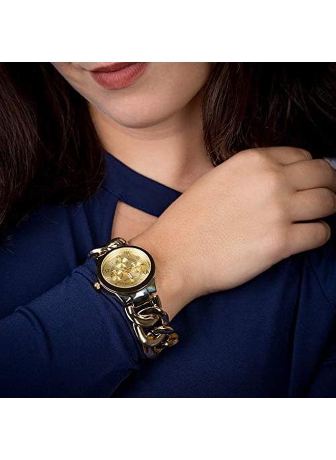 Akribos XXIV - Women's Multifunction Sub Dial Watch Sunburst Dial Date Day Subdial Twist Chain Link Bracelet Strap - Image 1