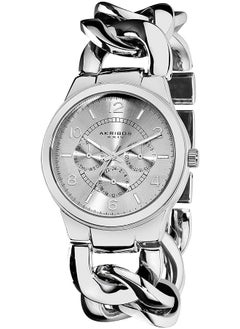 Women's Multifunction Sub Dial Watch Sunburst Dial Date Day Subdial Twist Chain Link Bracelet Strap