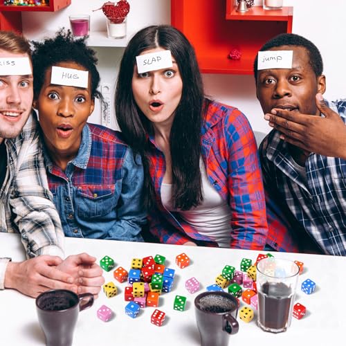 Seenelling 36 Piece 19mm Casino Theme Party Dice Sets Acrylic Large D6 Opaque Dice Bulk for Board Games Birthday Theme Party Supply Bright Color - Image 5