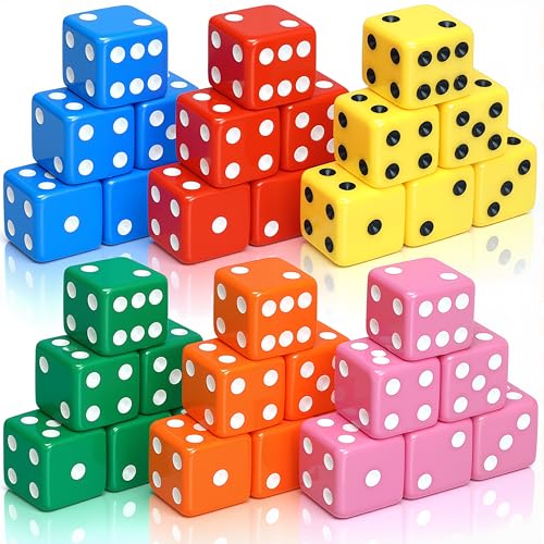 Seenelling 36 Piece 19mm Casino Theme Party Dice Sets Acrylic Large D6 Opaque Dice Bulk for Board Games Birthday Theme Party Supply Bright Color - Image 1
