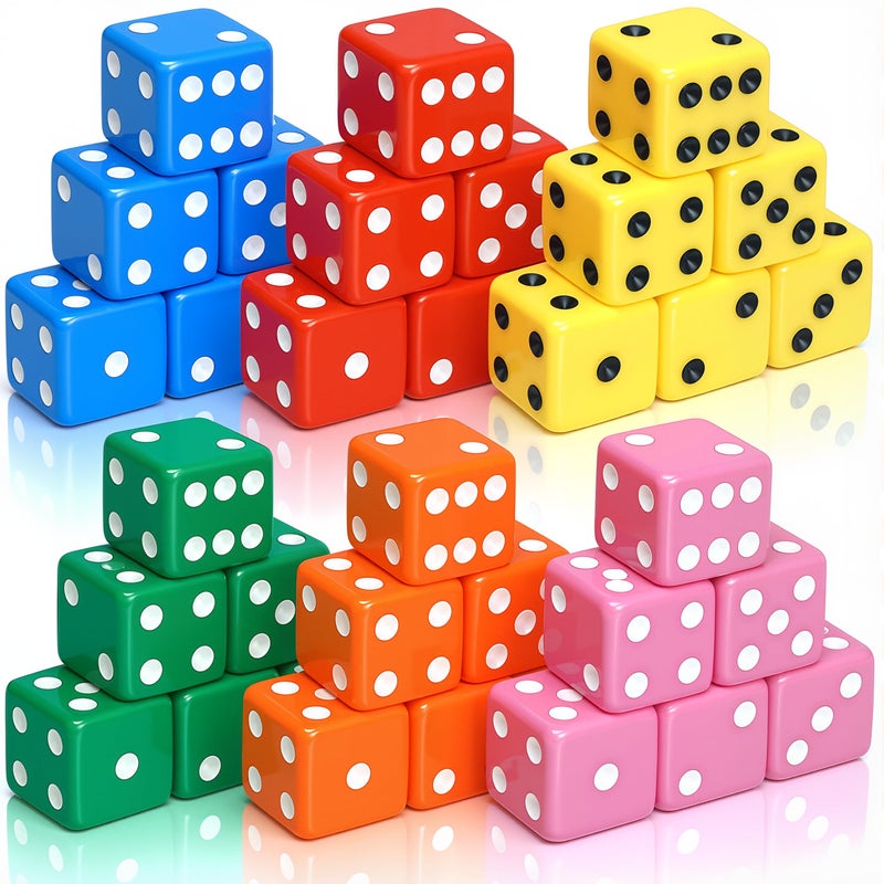 Seenelling 36 Piece 19mm Casino Theme Party Dice Sets Acrylic Large D6 Opaque Dice Bulk for Board Games Birthday Theme Party Supply Bright Color - Image 3