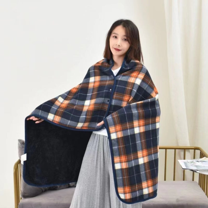 بطانية فleece متعددة الوظائف للراحة والدفء بتصميم شبكة صفراء - Image 1