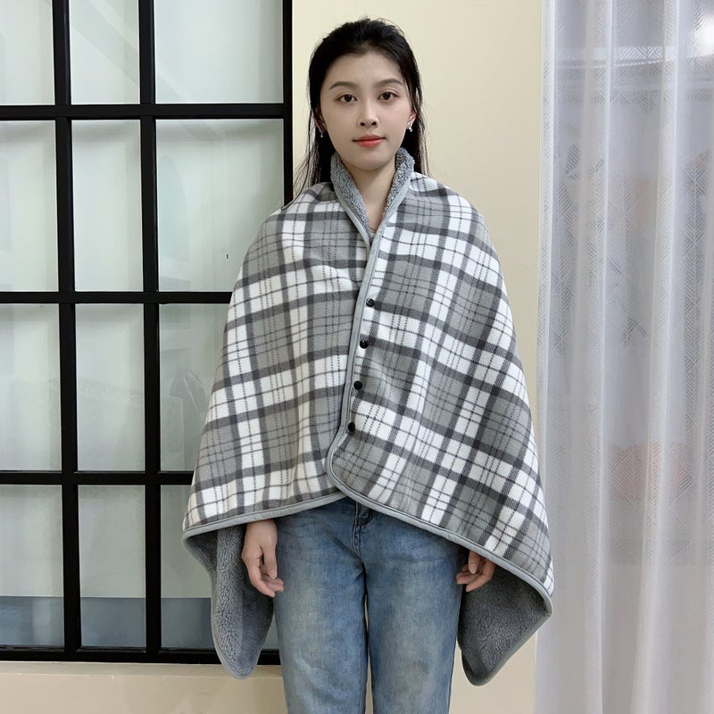 بطانية فleece متعددة الوظائف للراحة والدفء بتصميم شبكة صفراء - Image 4