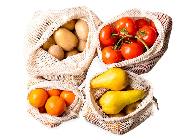 Whitewrap Produce Bags | Storage Bags with Drawstrings | Cotton Mesh Bag for Vegetables, Fruit,Onion & Grocery Shopping| Reusable Food Bag| Cloth Shoe |6 Pack Assorted - Natural - Image 1