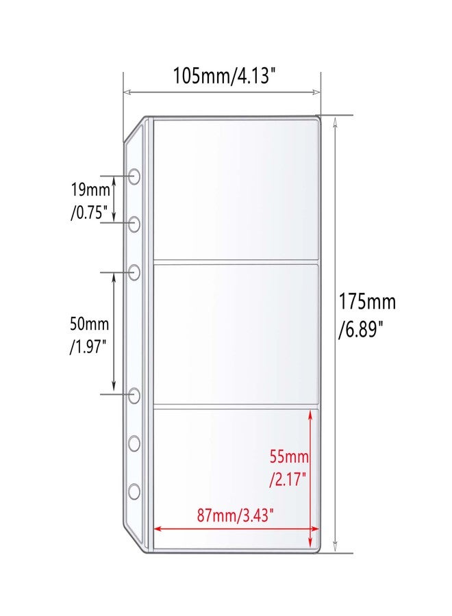 Mogoostry 12pcs A6 Binder Pockets for Budgeting Double-Sided 3 Pocket Clear Page Sleeves Side Loading PVC Sheet Protector - Image 2