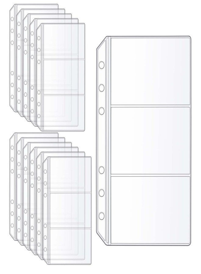 Mogoostry 12pcs A6 Binder Pockets for Budgeting Double-Sided 3 Pocket Clear Page Sleeves Side Loading PVC Sheet Protector - Image 1