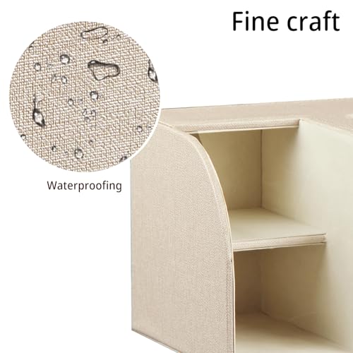 PUSU Nightstand Organizer with Tissue Holder,PU Leather Square Tissue Box Cover,Modern Facial Paper Organizer Storage Box for Remote Control,Bathroom,Vanity Countertop,End Table Home Office.Beige - Image 5