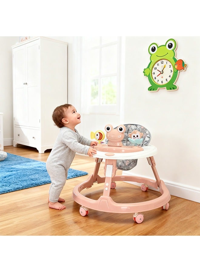 Berma Baby مشاية أطفال دائرية قابلة للطي وبسيطة وصغيرة الحجم مع موسيقى، ارتفاع 4 مقاعد قابلة للتعديل - Image 3