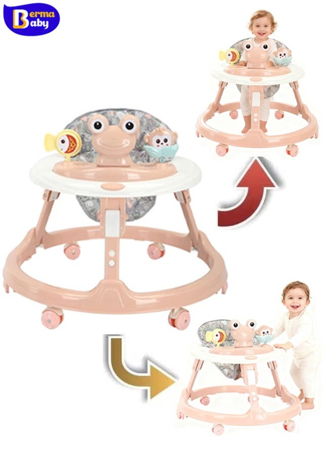 Berma Baby مشاية أطفال دائرية قابلة للطي وبسيطة وصغيرة الحجم مع موسيقى، ارتفاع 4 مقاعد قابلة للتعديل - Image 1