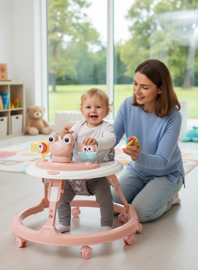 Berma Baby مشاية أطفال دائرية قابلة للطي وبسيطة وصغيرة الحجم مع موسيقى، ارتفاع 4 مقاعد قابلة للتعديل - Image 5