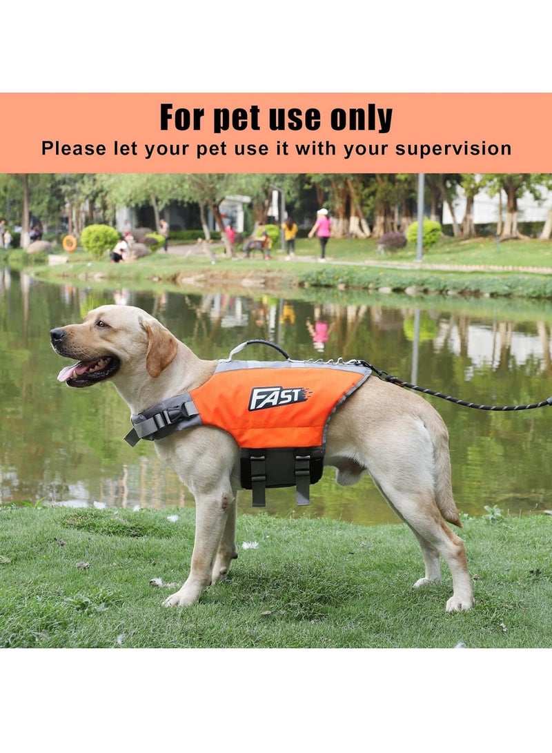 FAST Dog Life Jacket Fluorescent Dog Safety Vest Adjustable Pet Life Preserver with Strong Buoyancy and Durable Rescue Handle for Swimming Surfing Boating - Image 5