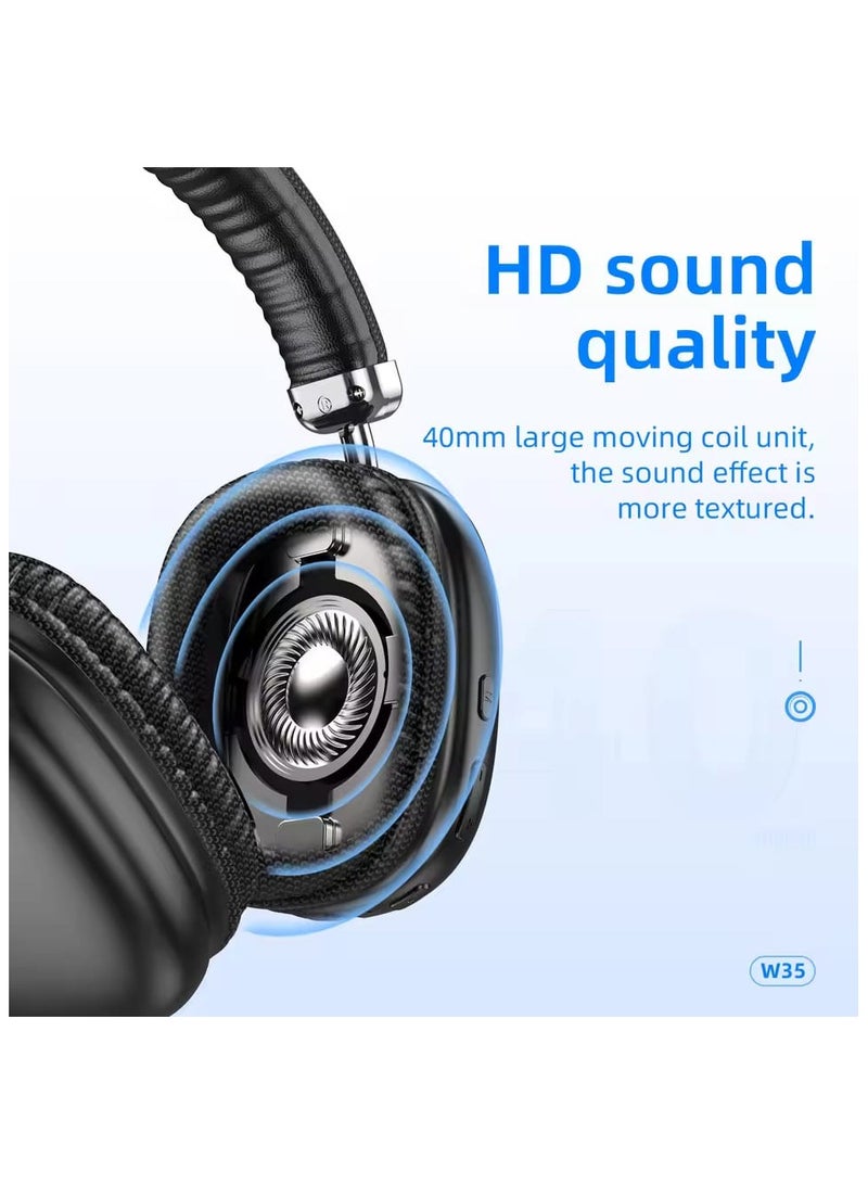 Hoco Premium Hoco W35 Bluetooth Headphones with Ultra-Long Battery Life, Multiple Playback Modes, Foldable Design, and High-Quality Noise-Isolating Audio Experience - Image 2