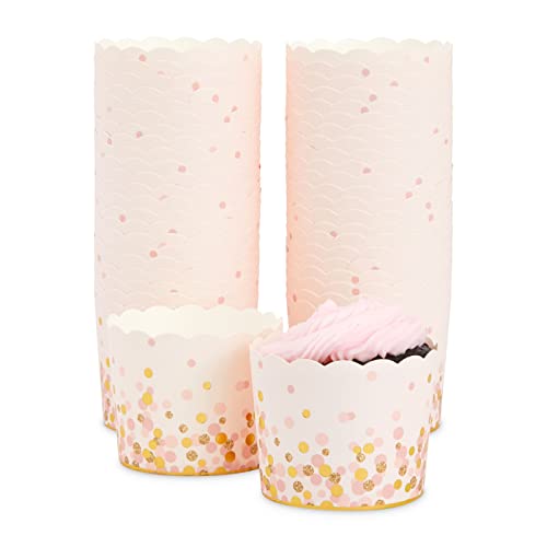 Sparkle and Bash Sparkle and Bash Pink and Gold Polka Dot Cupcake Liners Wrappers Muffin Paper Baking Cup for Wedding  Birthday Pack of 50  Muffin Liners  Cupcake Wrappers 