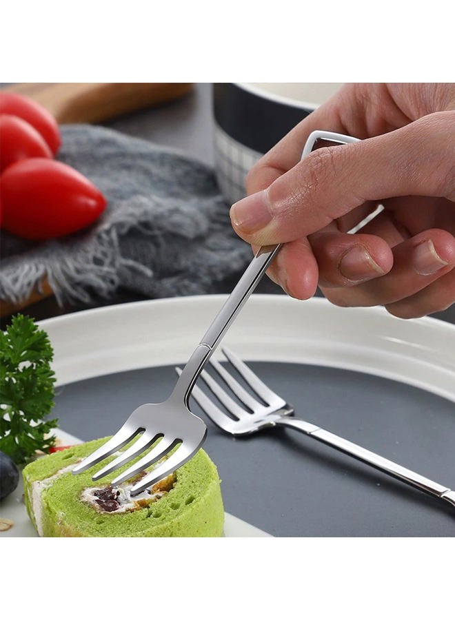 Comicfs 10 Pcs 4.7 Inches Silver Shovel Shape Fruit Forks Cocktail Sticks Set, Stainless Steel Mini Salad Forks Appetizer Cake Dessert Forks Party Supplies (10 Forks, Silver) - Image 4