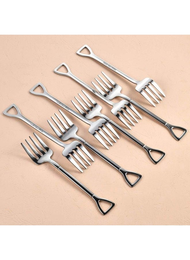 Comicfs 10 Pcs 4.7 Inches Silver Shovel Shape Fruit Forks Cocktail Sticks Set, Stainless Steel Mini Salad Forks Appetizer Cake Dessert Forks Party Supplies (10 Forks, Silver) - Image 3