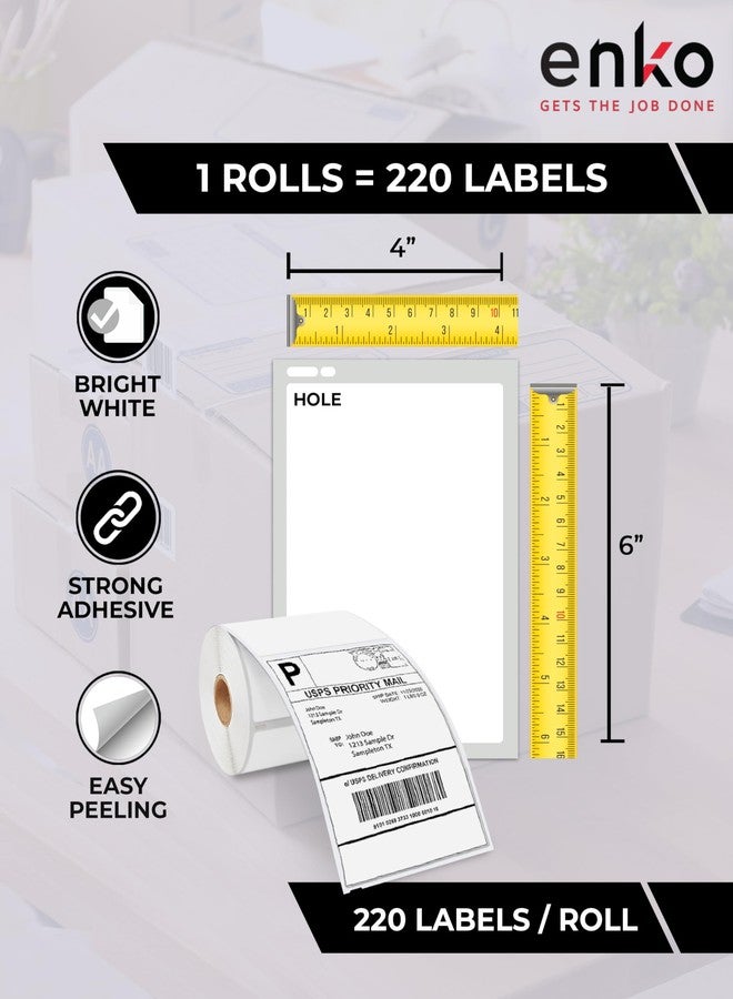 enKo Products enKo Compatible Zebra 4x6 Label/Dymo Labels 1744907 (4 x 6") for Dymo Labelwriter 4XL Shipping Zebra Direct Thermal Printer (1 Roll, 220 Labels) - Image 3