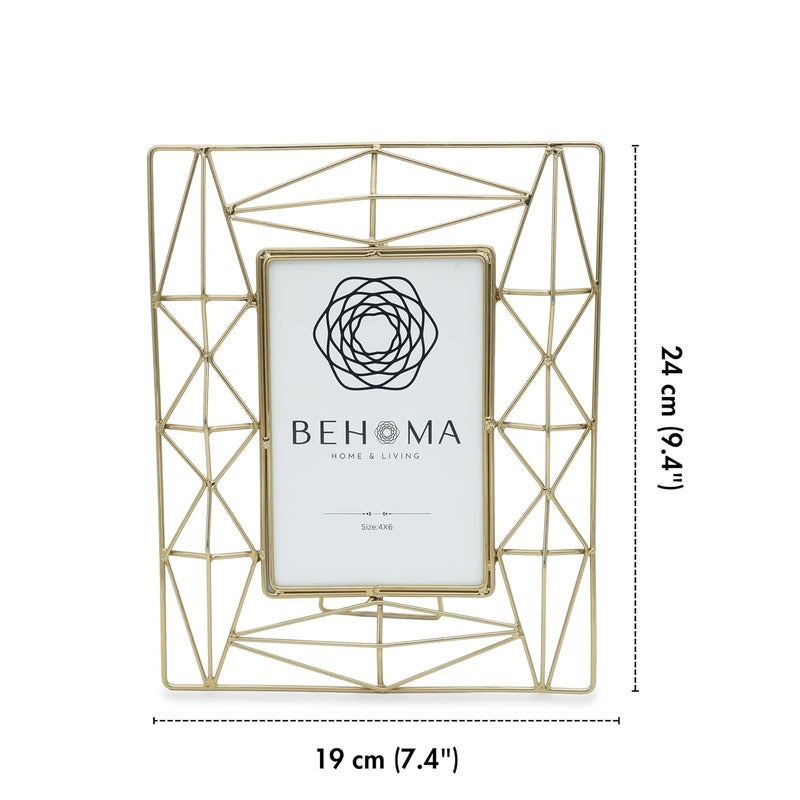 BEHOMA Elegant Metal Geometric Designer Photo Frame Best Gift for home decor Birthday Anniversary Valentines day Mothers Day 4x6 Inches Small - Image 5