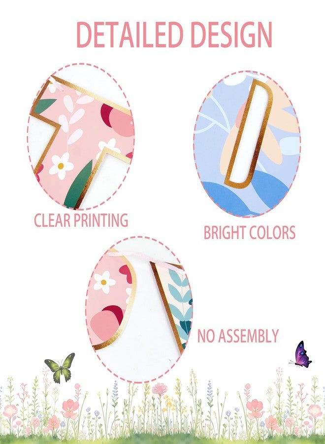 Easy Joy 3PCS Wildflower Happy Birthday Banner - Floral Theme - Girls & Women - Indoor/Outdoor - Image 3