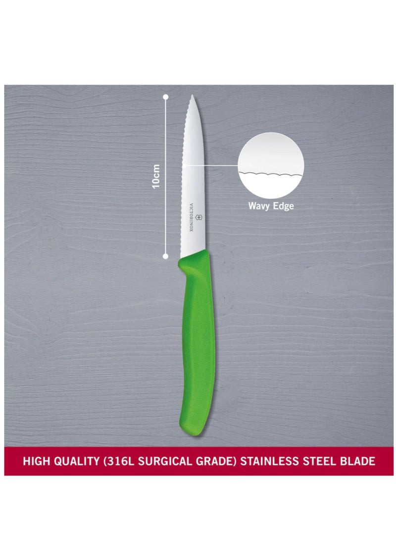 Victorinox - Victorinox Swiss Classic Paring 4" Serrated Spear Point Blade 5/8" Width at Handle lime green - Image 1
