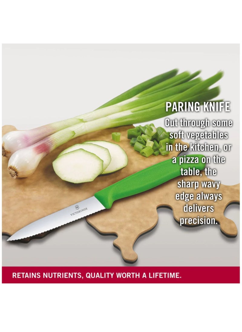 Victorinox - Victorinox Swiss Classic Paring 4" Serrated Spear Point Blade 5/8" Width at Handle lime green - Image 1