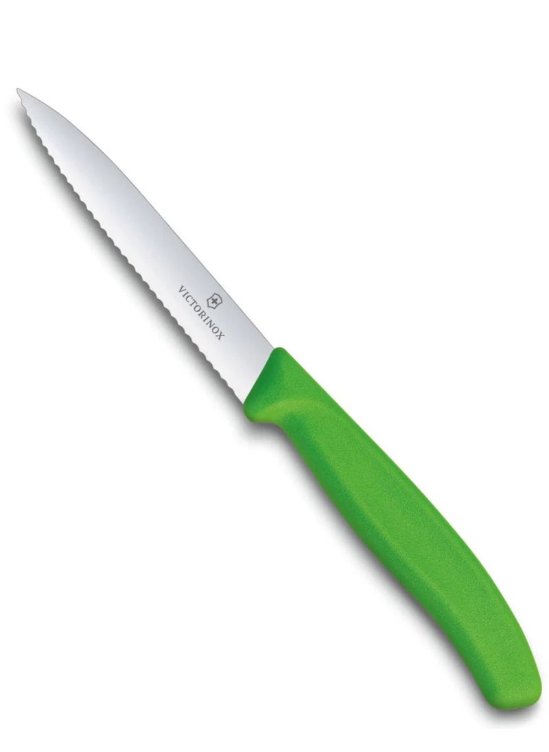 Victorinox - Victorinox Swiss Classic Paring 4" Serrated Spear Point Blade 5/8" Width at Handle lime green - Image 1